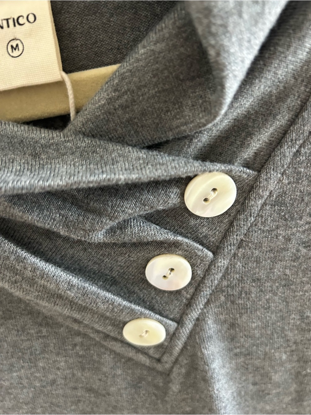 Gray Button-Accent Long Sleeve Top - Picture 3 of 8